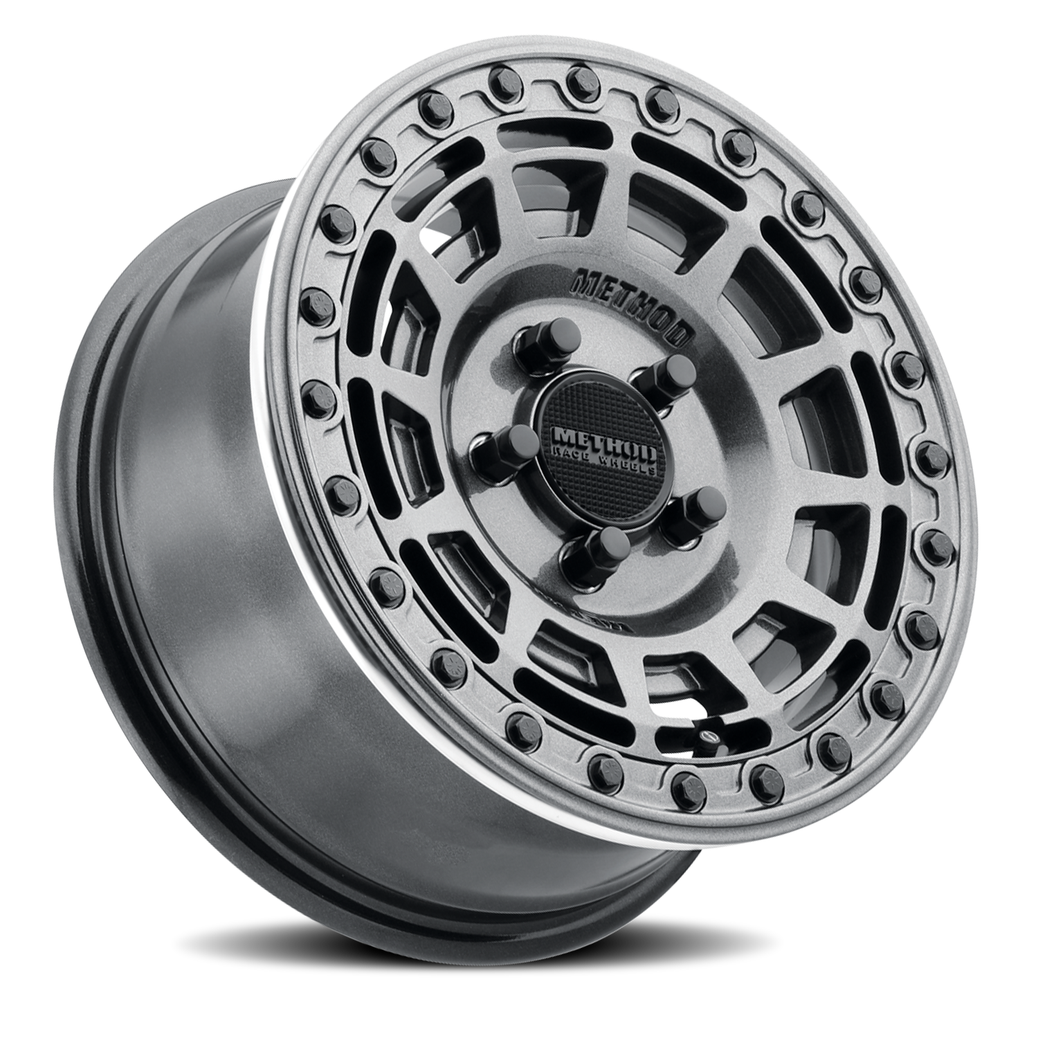 METHOD WHEELS | Aluminum Wheels 15x10 MR415 Beadlock UTV Bolt Pattern 5 On 114.3 Offset 25 Lip Size 2.09 Graphite GY Gloss Graphite Ring Method | MR415510121264B