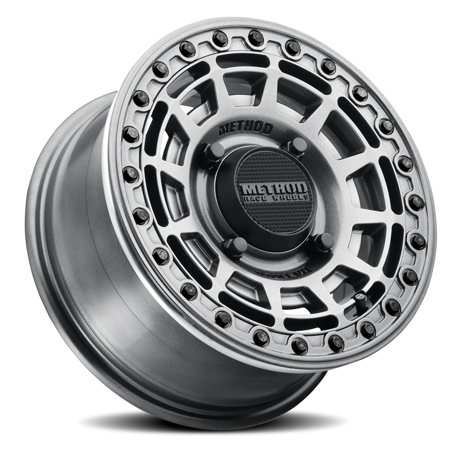 METHOD WHEELS | Aluminum Wheels 15x10 MR415 Beadlock UTV Bolt Pattern 4 On 156 Offset 25 Lip Size 2.09 Graphite GY Gloss Graphite Ring Method | MR415510461264B