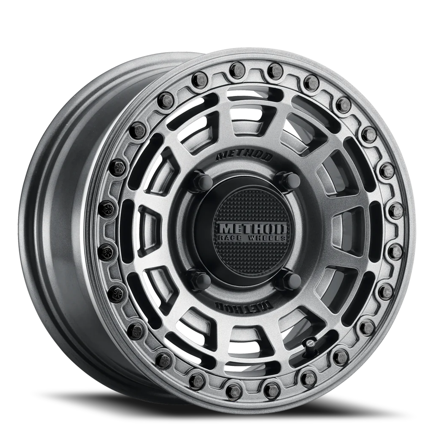METHOD WHEELS | Aluminum Wheels 15x10 MR415 Beadlock UTV Bolt Pattern 4 On 136 Offset 25 Lip Size 2.09 Graphite GY Gloss Graphite Ring Method | MR415510471264B