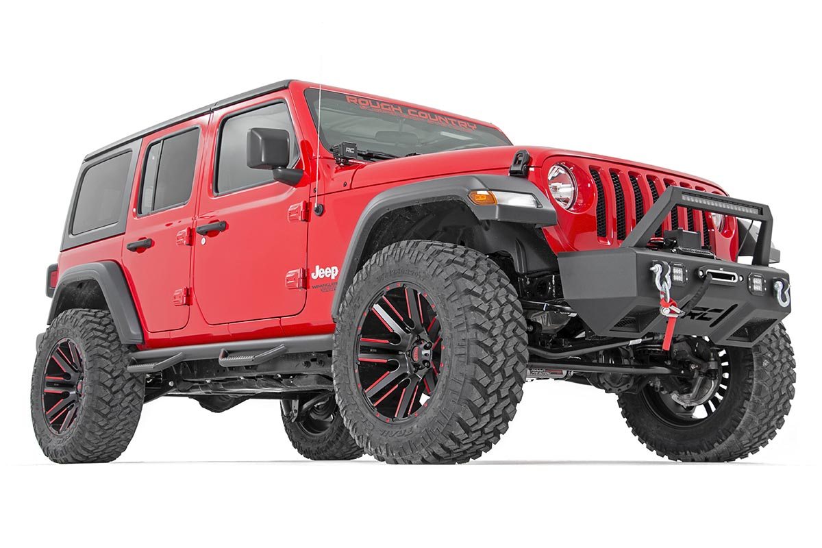 Rough Country | Nerf Bars|Side Steps / Running Boards|Exterior Parts & Car Care | Nerf Steps Wheel to Wheel 4 Door Jeep Wrangler JL 4WD (18-23) Rough Country | RCJ1866