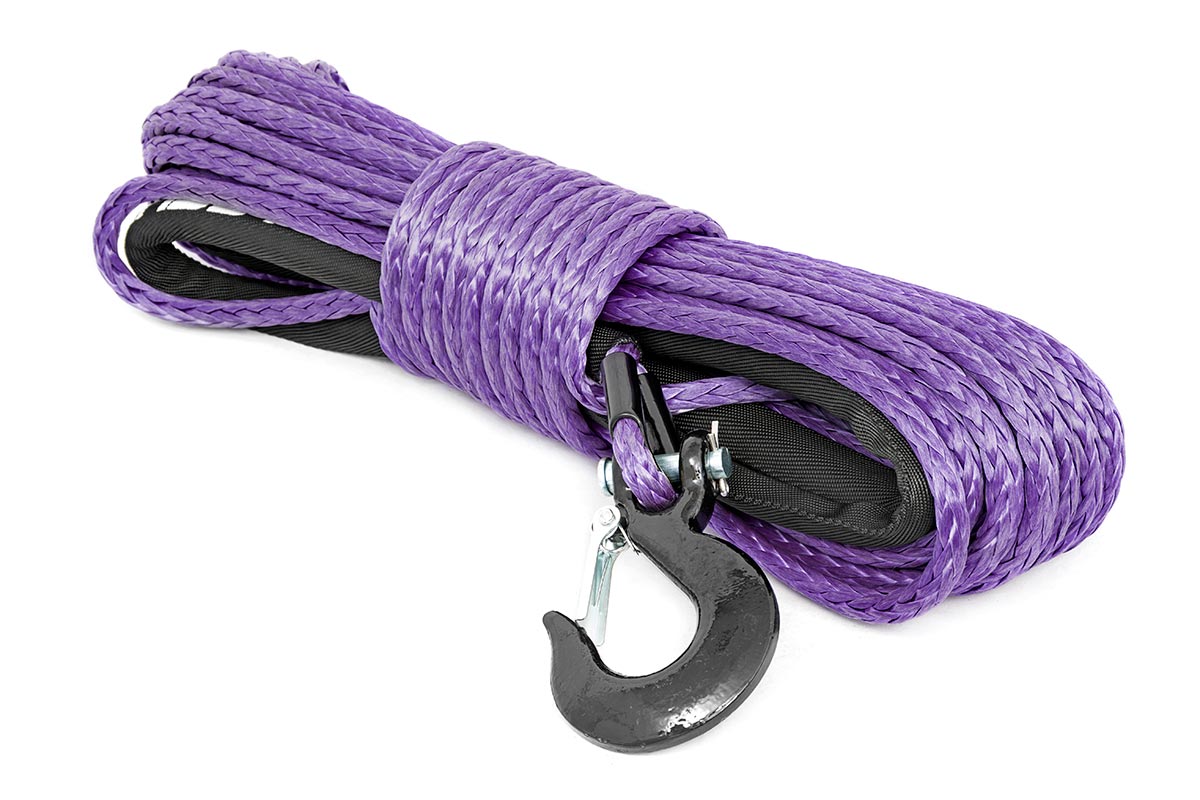 Synthetic Rope 85 Feet Rated Up to 16,000 Lbs 3/8 Inch Includes Clevis Hook and Protective Sleeve Rough Country