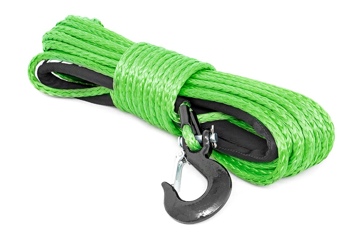 Synthetic Rope 85 Feet Rated Up to 16,000 Lbs 3/8 Inch Includes Clevis Hook and Protective Sleeve Rough Country
