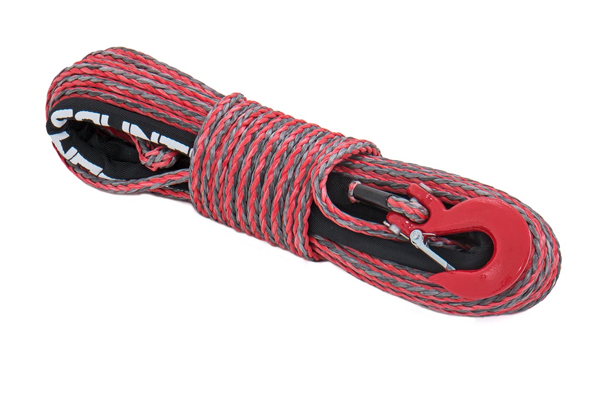 Synthetic Rope 85 Feet Rated Up to 16,000 Lbs 3/8 Inch Includes Clevis Hook and Protective Sleeve Rough Country