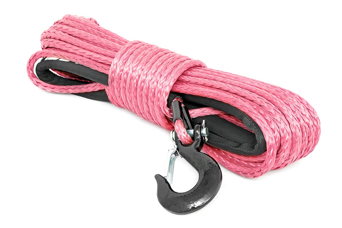 Synthetic Rope 85 Feet Rated Up to 16,000 Lbs 3/8 Inch Includes Clevis Hook and Protective Sleeve Rough Country