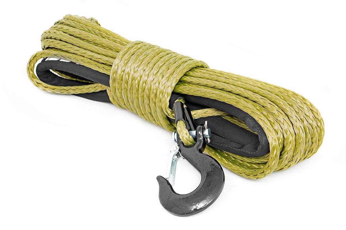 Synthetic Rope 85 Feet Rated Up to 16,000 Lbs 3/8 Inch Includes Clevis Hook and Protective Sleeve Rough Country