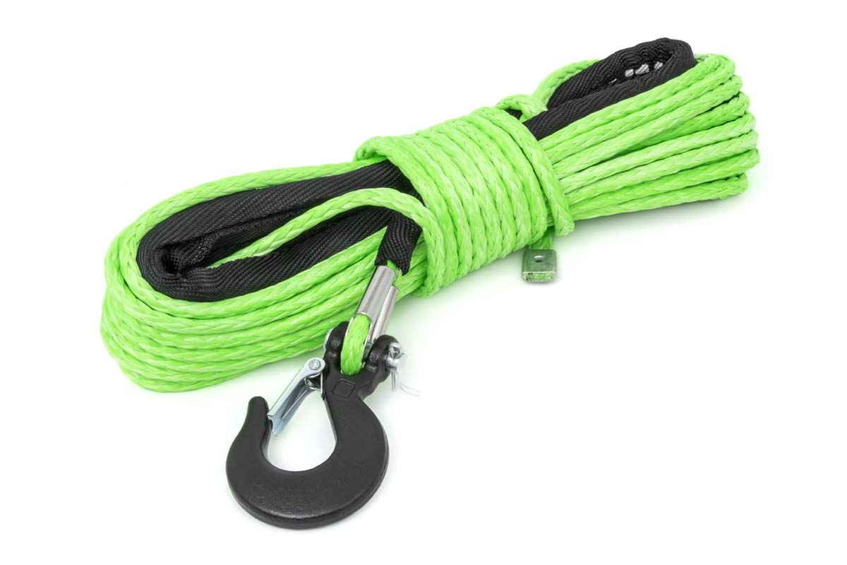 1/4 Inch Synthetic Rope 85 Feet Rated Up to 16,000 Lbs 3/8 Inch Includes Clevis Hook and Protective Sleeve UTV, ATV Rough Country