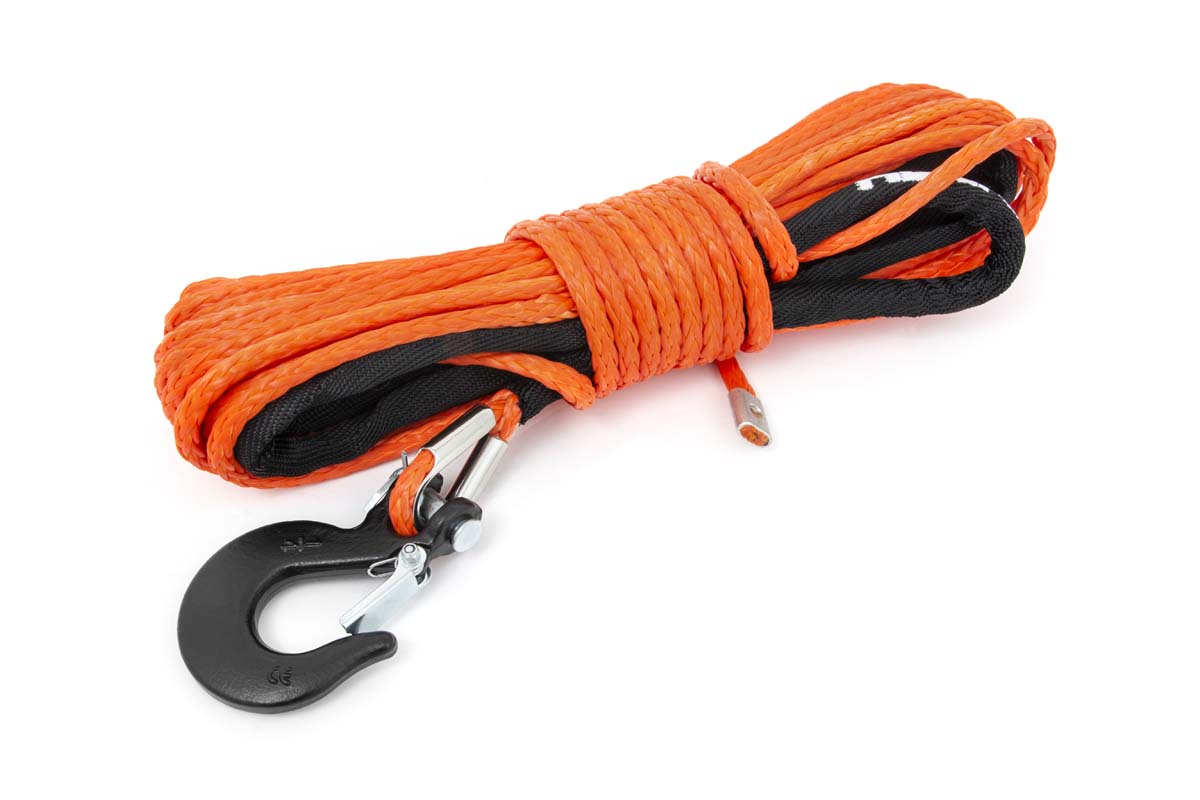 1/4 Inch Synthetic Rope 85 Feet Rated Up to 16,000 Lbs 3/8 Inch Includes Clevis Hook and Protective Sleeve UTV, ATV Rough Country