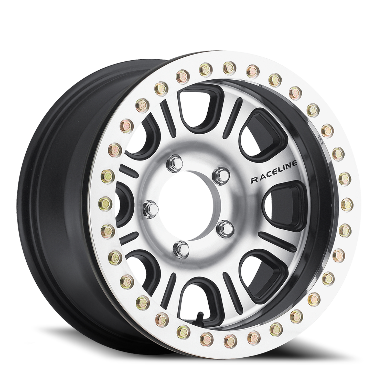 RACELINE | Aluminum Wheels | Aluminum Wheels 17x8.5 Monster Beadlock RT232 Machined Face Black -6 Offset 5 on 127 Bolt Pattern 83.82 Bore Raceline | RT232-78550-06