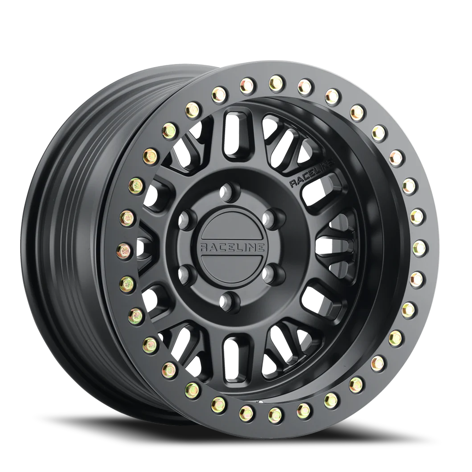 RACELINE | Aluminum Wheels | Aluminum Wheels 17x9 Ryno Cast Beadlock RT951B Satin Black Black Beadlock Ring -38 Offset 6 on 139.7 Bolt Pattern 106.1 Bore Raceline | RT951B-79060-38
