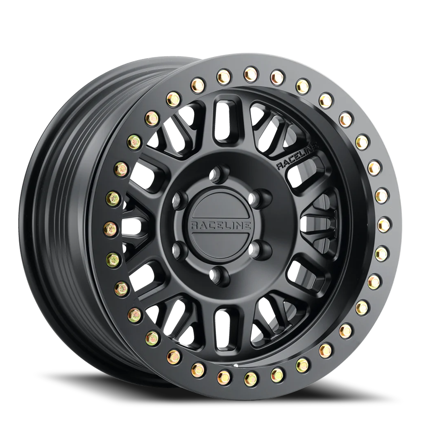 RACELINE | Aluminum Wheels | Aluminum Wheels 17x9 Ryno Cast Beadlock RT951B Satin Black Black Beadlock Ring -12 Offset 6 on 135 Bolt Pattern 87.1 Bore Raceline | RT951B-79065-12