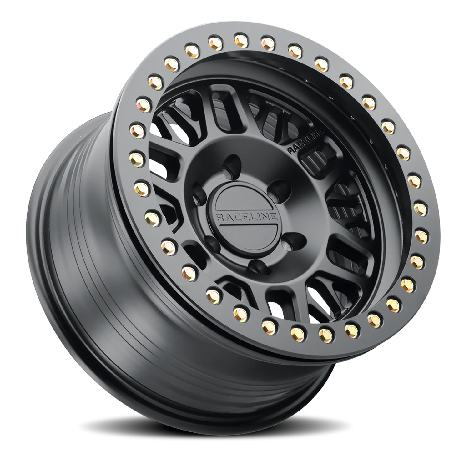 RACELINE | Aluminum Wheels | Aluminum Wheels 17x9 Ryno Cast Beadlock RT951B Satin Black Black Beadlock Ring -12 Offset 8 on 165.1 Bolt Pattern 130.81 Bore Raceline | RT951B-79080-12