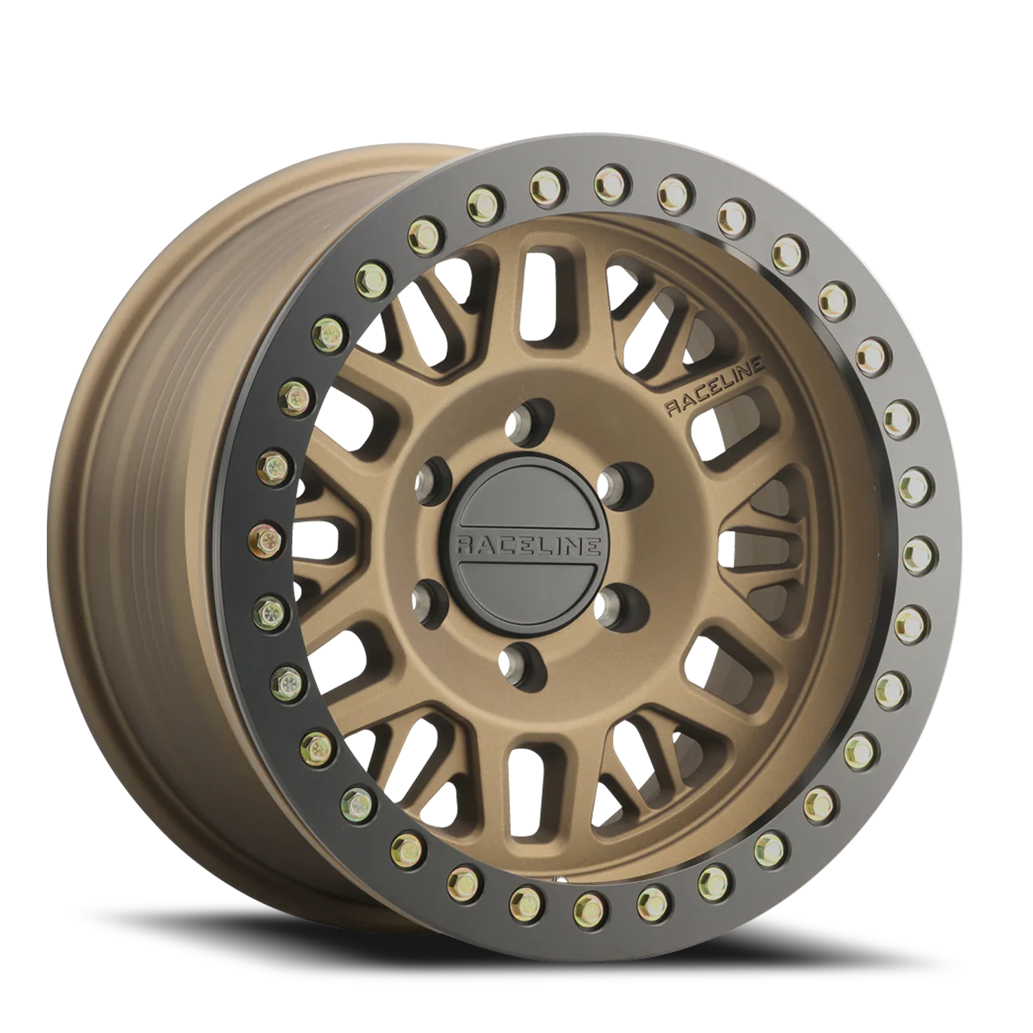 RACELINE | Aluminum Wheels | Aluminum Wheels 17x9 Ryno Cast Beadlock RT951BZ Textured Matte Bronze Black Beadlock Ring -12 Offset 8 on 165.1 Bolt Pattern 130.81 Bore Raceline | RT951BZ-79080-12