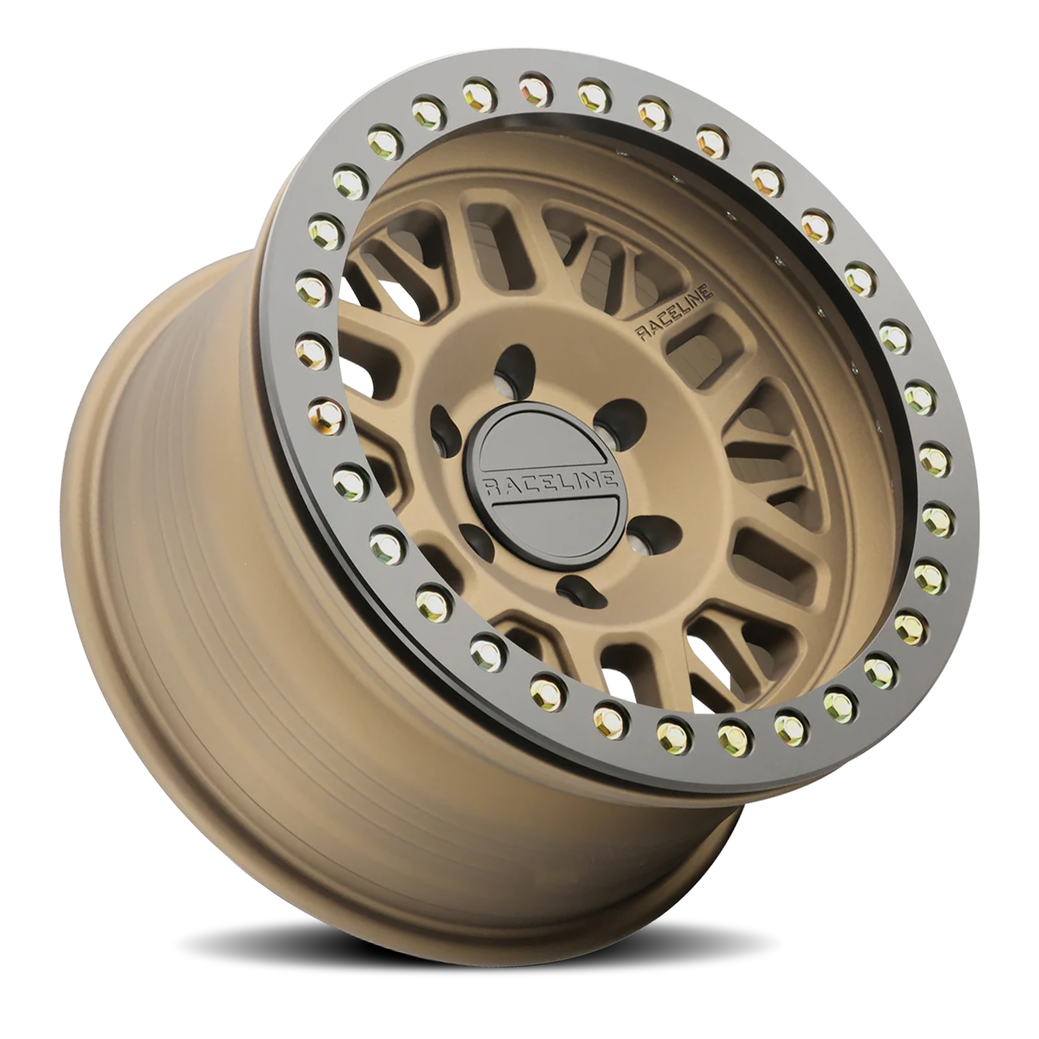 RACELINE | Aluminum Wheels | Aluminum Wheels 17x9 Ryno Cast Beadlock RT951BZ Textured Matte Bronze Black Beadlock Ring -12 Offset 8 on 165.1 Bolt Pattern 130.81 Bore Raceline | RT951BZ-79080-12
