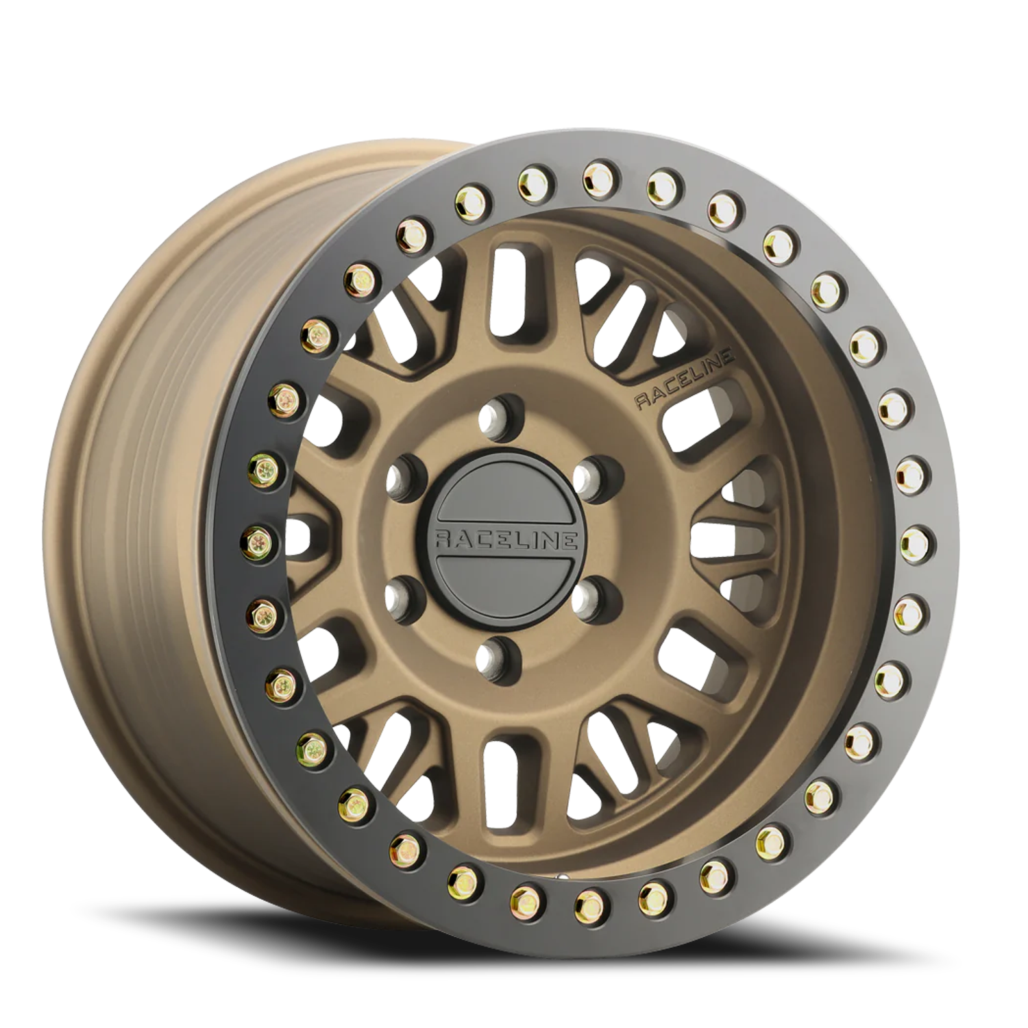 RACELINE | Aluminum Wheels | Aluminum Wheels 17x9 Ryno Cast Beadlock RT951BZ Textured Matte Bronze Black Beadlock Ring -38 Offset 8 on 165.1 Bolt Pattern 130.8 Bore Raceline | RT951BZ-79080-38