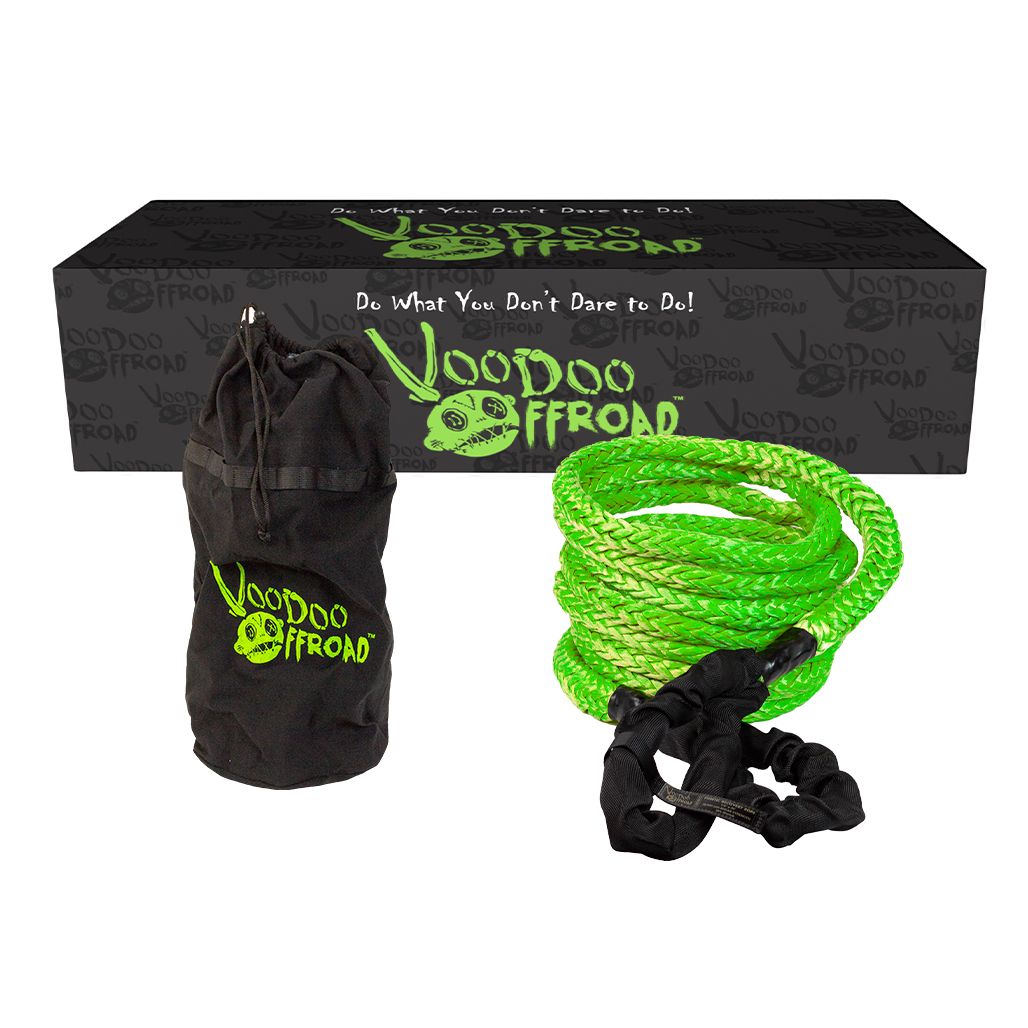 Voodoo Offroad | RP-ROPE PRODUCTS | 2.0 Santeria Series 7/8" x 30 ft Kinetic Recovery Rope with Rope Bag for Truck and Jeep - Green | 1300002A