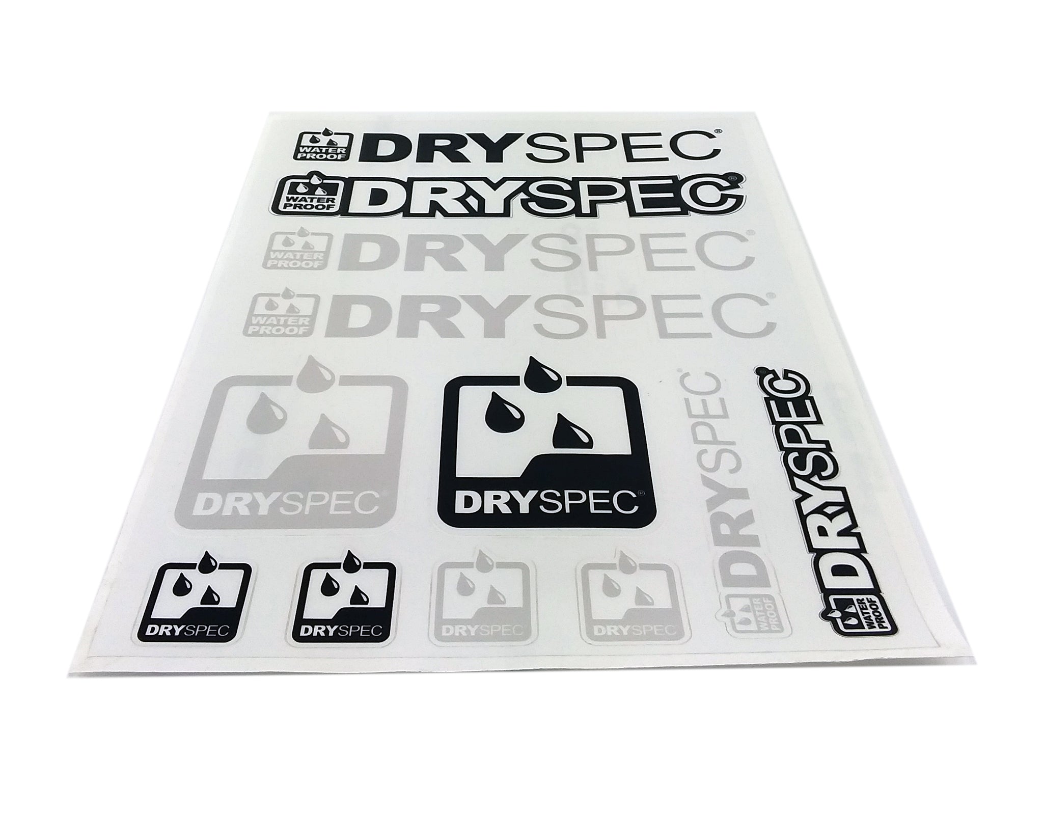 DSL.STK.001 DRYSPEC Decal Sheet, Die-cut on Clear, Multi-color, 8.5x11
