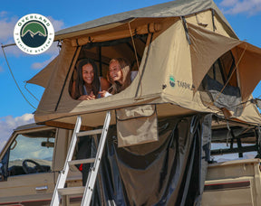 TMBK 3 Roof Top Tent - Tan Base With Green Rain Fly, Black Aluminum Base, Black Ladder