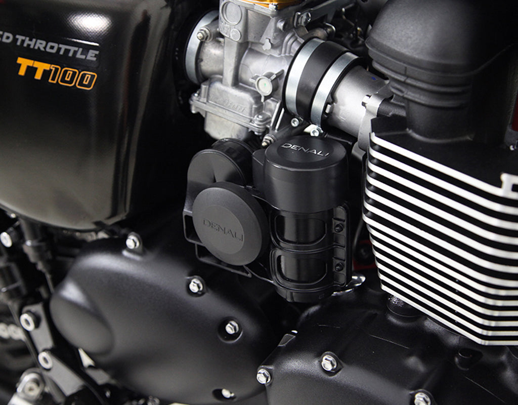 HMT.11.10500 Denali SoundBomb Compact Horn Mounting Bracket, Triumph Bonneville & Thruxton '04- rev00